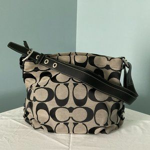 Coach Signature Canvas Leather Crossbody Shoulder Handbag F15067 Black Purse